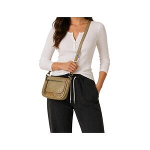 Bueno Khaki Tan Leather Crossbody Euro Summer Travel Chic Capsule Coastal Bag